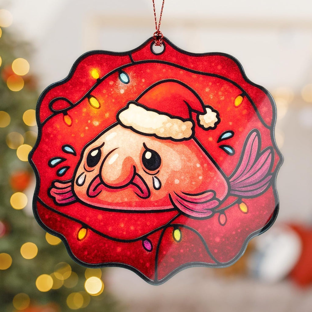 Weird Ornaments, Blobfish, Funny Christmas Ornaments, Ugly Christmas Ornaments, Funny Friend Gifts, Unique Blobfish Holiday Decoration with Santa Hat, Gag Gifts for Coworkers, White Elephant Gift Idea