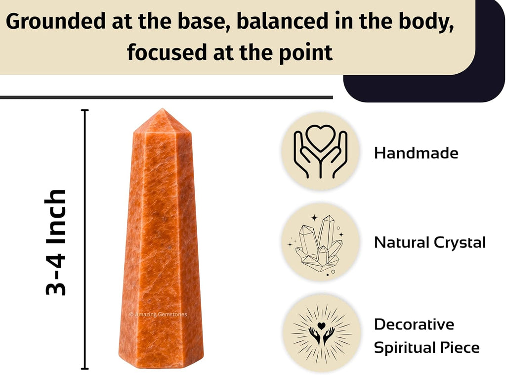 Amazing Gemstone Peach Moonstone Crystal Towers - Natural Healing Crystal Point Obelisk for Reiki Healing and Crystal Grid (3 Inch)