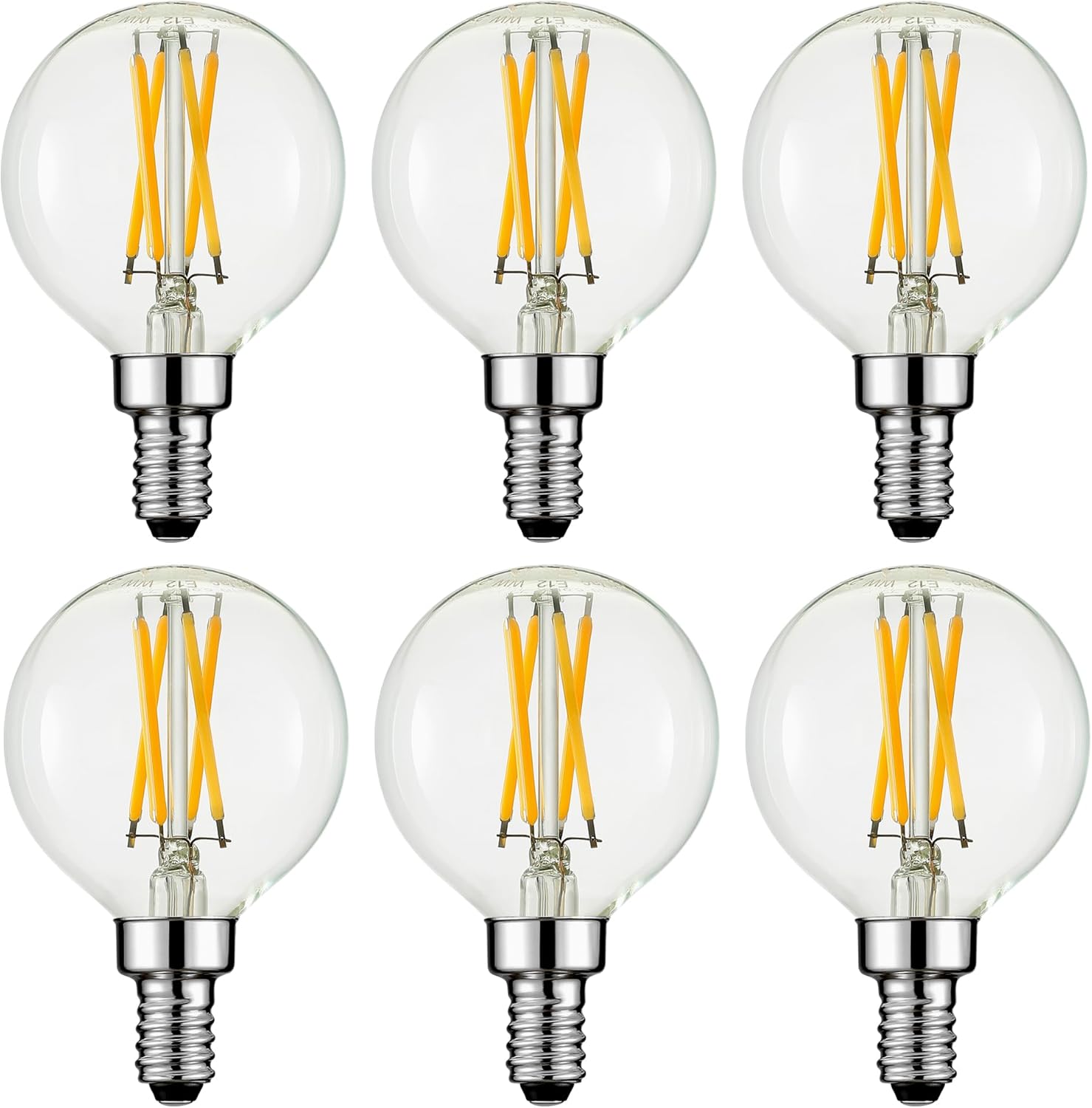 Arberlic G16.5 Light Bulb,4W E12 LED Bulb dimmable Equivalent E12 Candelabra Bulb 40 Watt,Warm White 2700K,400lm,CRI85+,AC120V,Edison Style,Clear Glass,ETL Listed,Pack of 6
