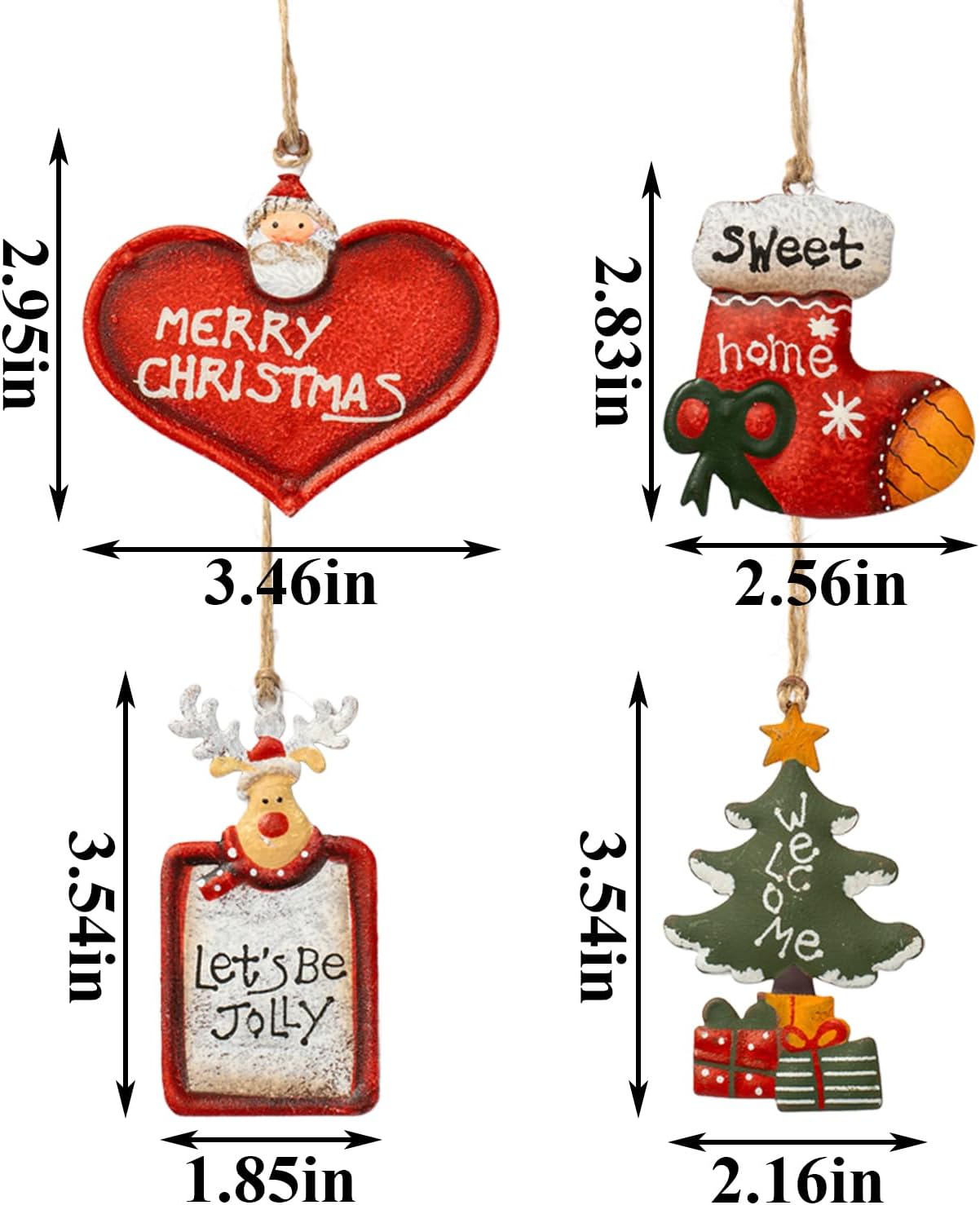 Christmas Tree Ornaments Tin Santa Snowman Decorations Hanging Pendants Ornaments Christmas Hanging Ornament Xmas Holiday Décor