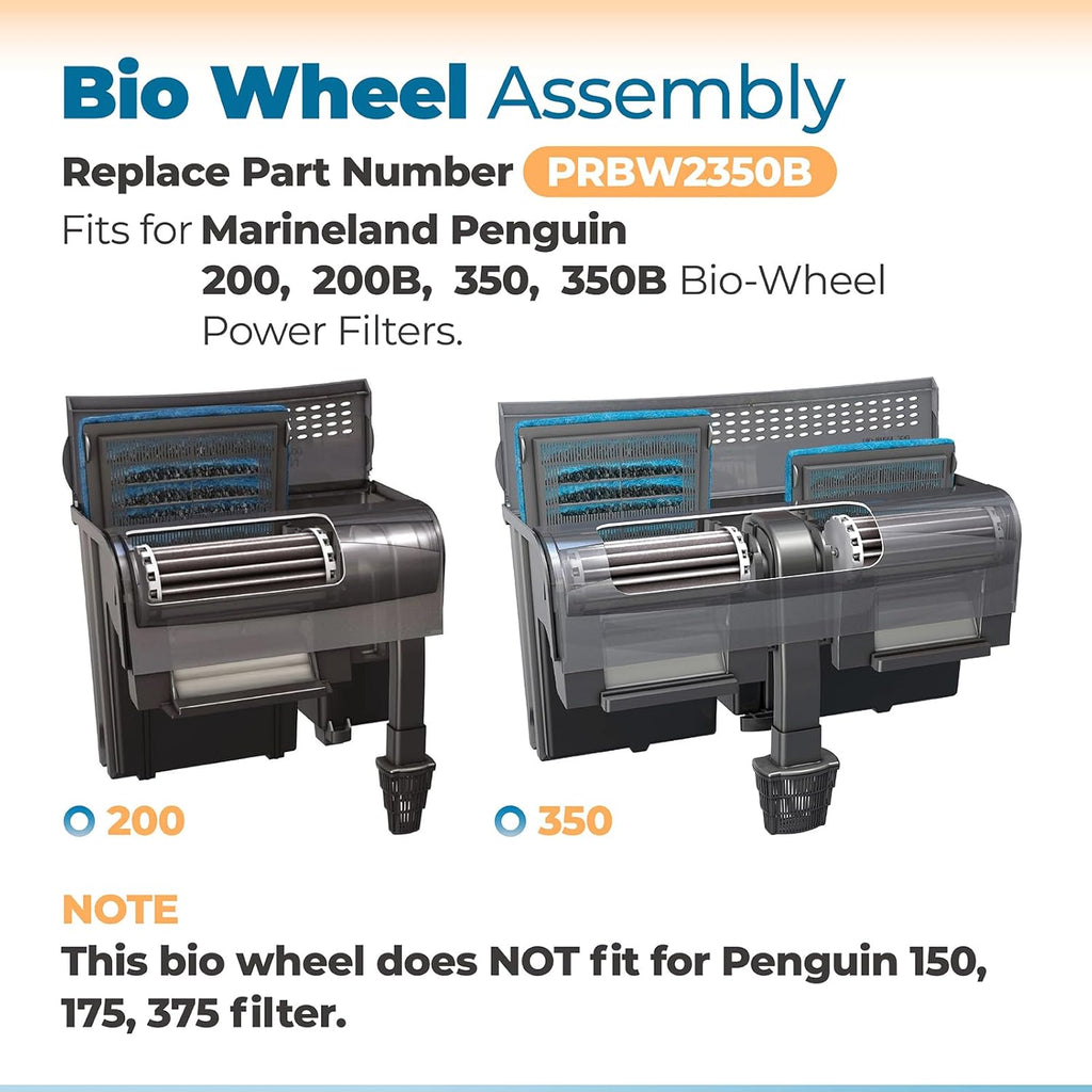 Bio Wheel Assembly Fish Tank Aquarium Filter Replacement Parts Compatible with Marineland Penguin 200 200B 350 350B Bio-Wheel Power Filters (2 Pack, Replace PRBW2350B)