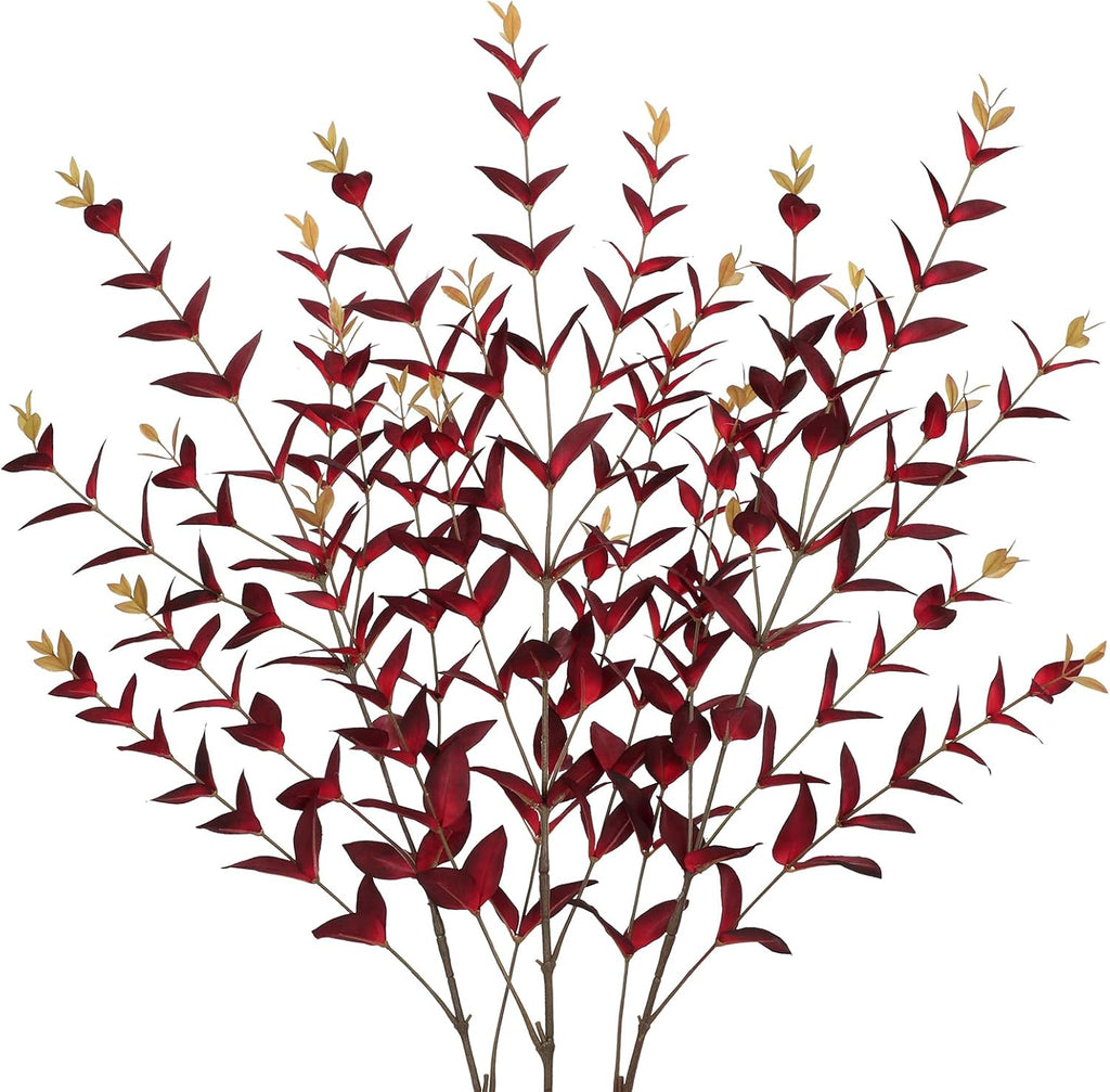 Briful 3PCS Artificial Fall Stems – 36.2" Long Stem Burgundy Leaf Branches, Autumn Foliage Branch for Fall Vase Filler, Thanksgiving Centerpiece, Harvest & Farmhouse, Christmas Decoration