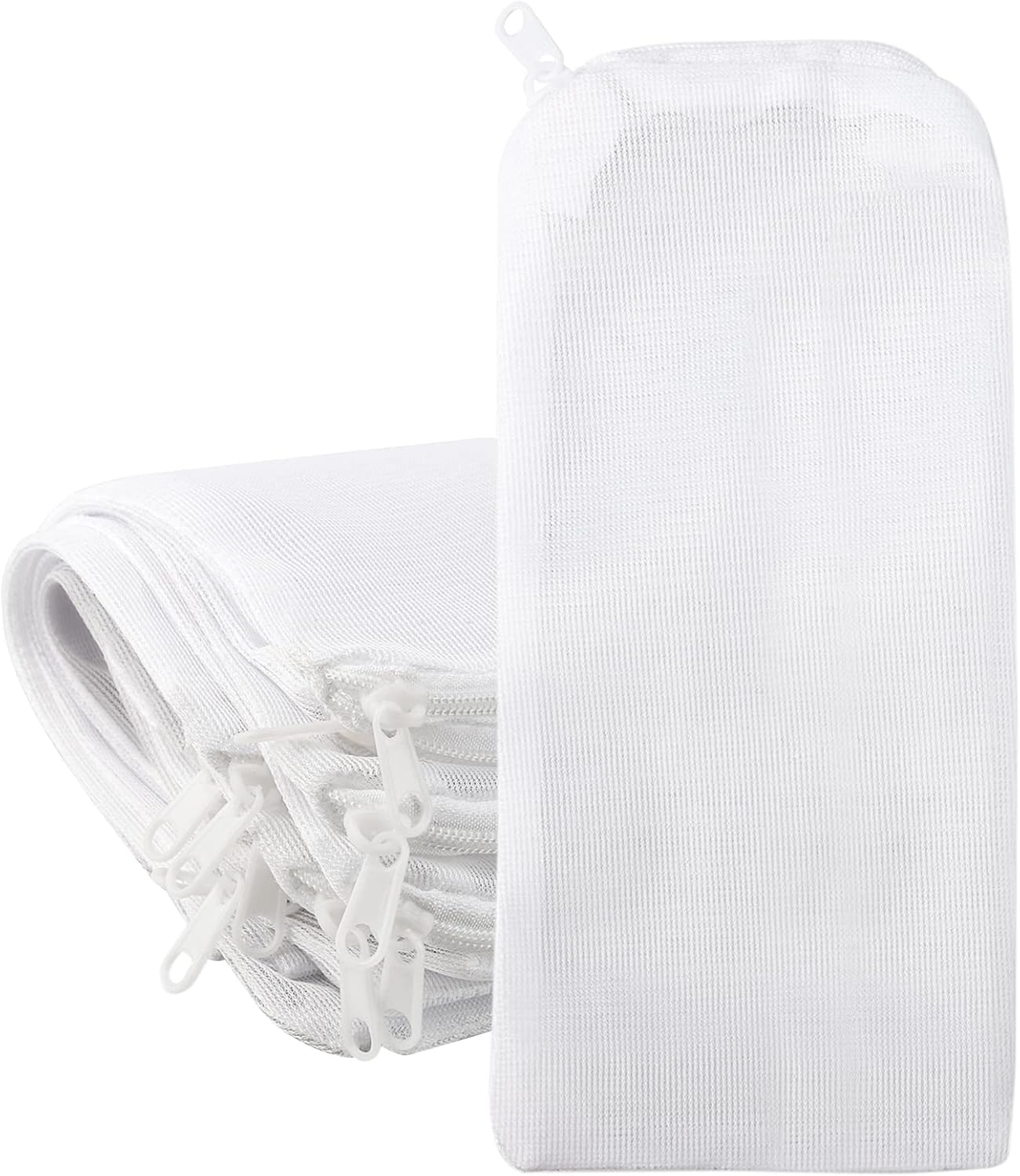 Segarty Filter Bag, 10 Pack 0.5mm Fine Mesh 7.7 x 3 Inch Reusable White Nylon Aquarium Media Net Bags with Plastic Zipper for Ceramic Rings, Bio Balls, Activated Carbon, Charcoal, Fish Tank