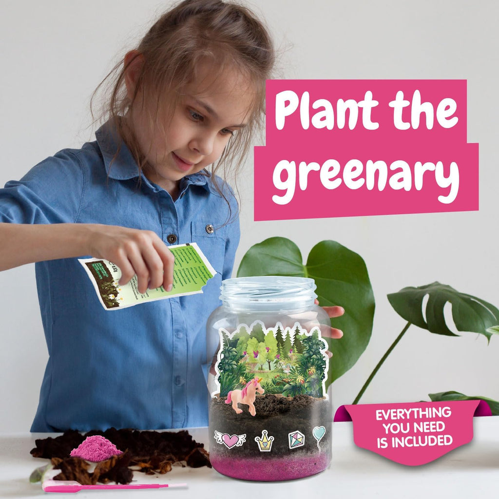 Science4you Unicorn Terrarium Kit for Girls and Boys - Terrarium Starter Kit to Make Your Own Ecosphere, Unicorn Toy + 19 Unicorn Stickers + Pink Sand Included, Game and Gift for Kids 6+ Year olds