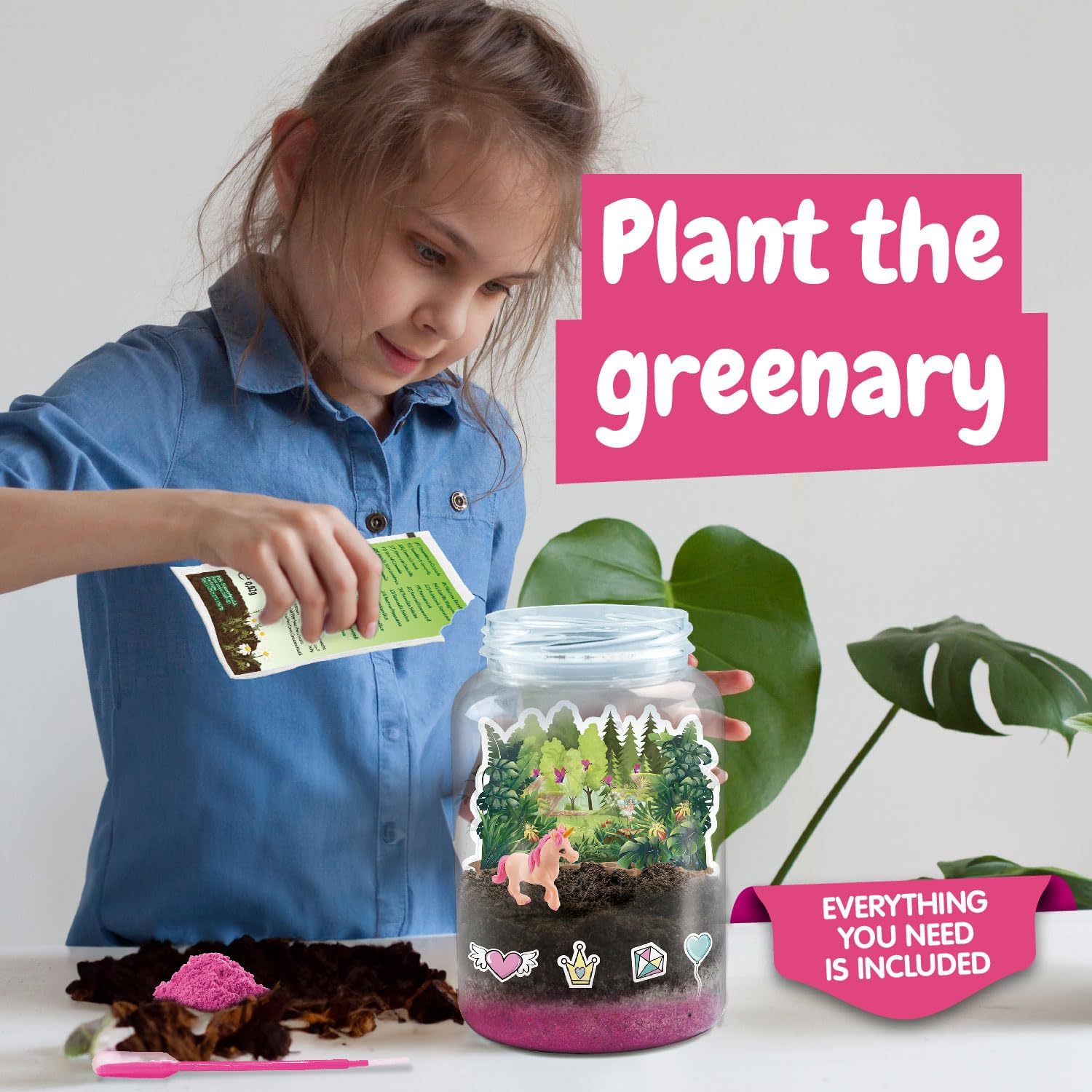 Science4you Unicorn Terrarium Kit for Girls and Boys - Terrarium Starter Kit to Make Your Own Ecosphere, Unicorn Toy + 19 Unicorn Stickers + Pink Sand Included, Game and Gift for Kids 6+ Year olds