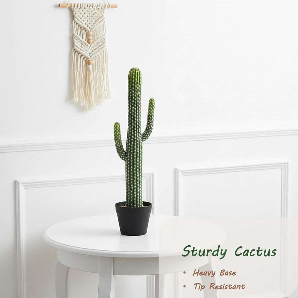 bellacat 30in UV Resistant Fake Cactus, Realistic Faux Cactus Plants Indoor with Black Pot, Artificial Cacti for Table Living Room Porch Office Indoor & Outdoor Decor