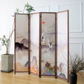 4 Panel Room Divider Screen,Double Faced Panel Divider Folding Screen Divider for Room Separation,Colorful Landscape,67" H x 63" W