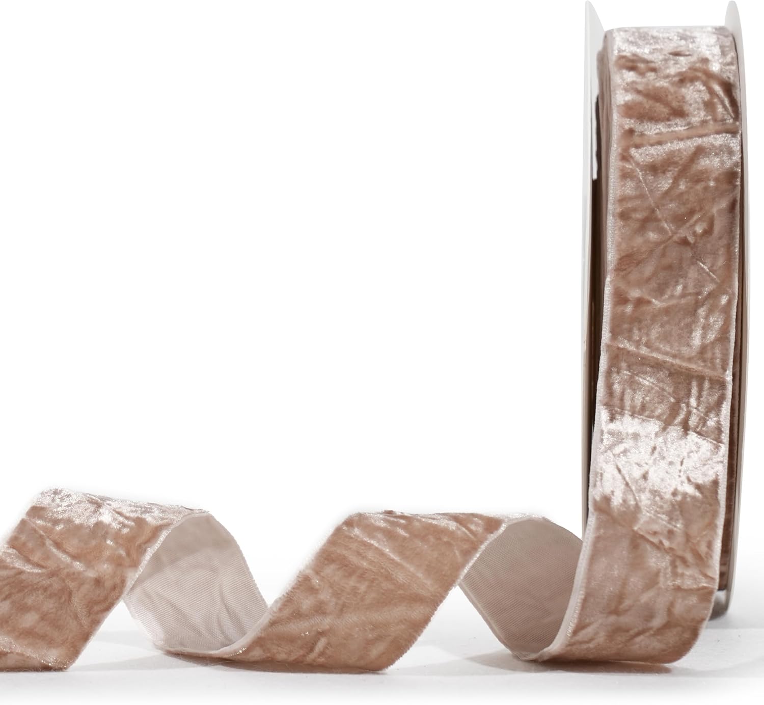 MAYREEL Taupe Crushed Velvet Ribbon 1 Inch Beige Vintage Ribbon for Flower Bouquets Wedding Invitations Crafts Gift Wrapping Party Favor Boxes 10 Yards