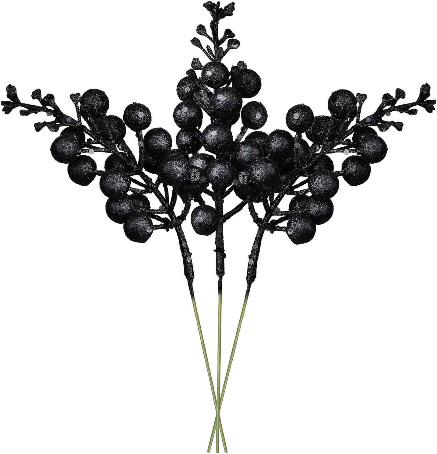 Red Berries, 14 Pack Artificial Berry Stems for Christmas Tree Decorations, Crafts, Holiday and Home Decor, 7.9 Inches (Black) …