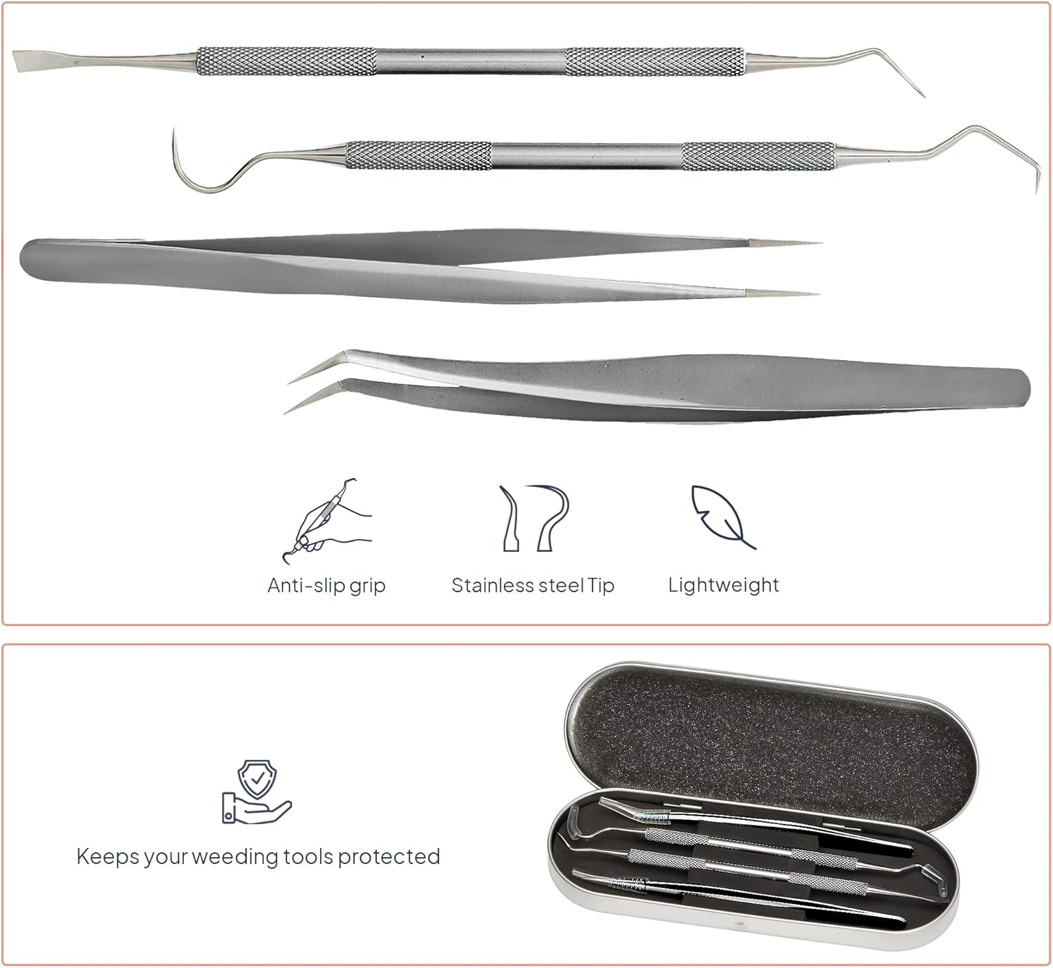 Premium Vinyl Weeding Tool Kit - Precision Stainless Steel Weeder - Hook and Pick with Fine Tweezers Crafting Set for Cricut Vinyl - by iVyne (Silver)