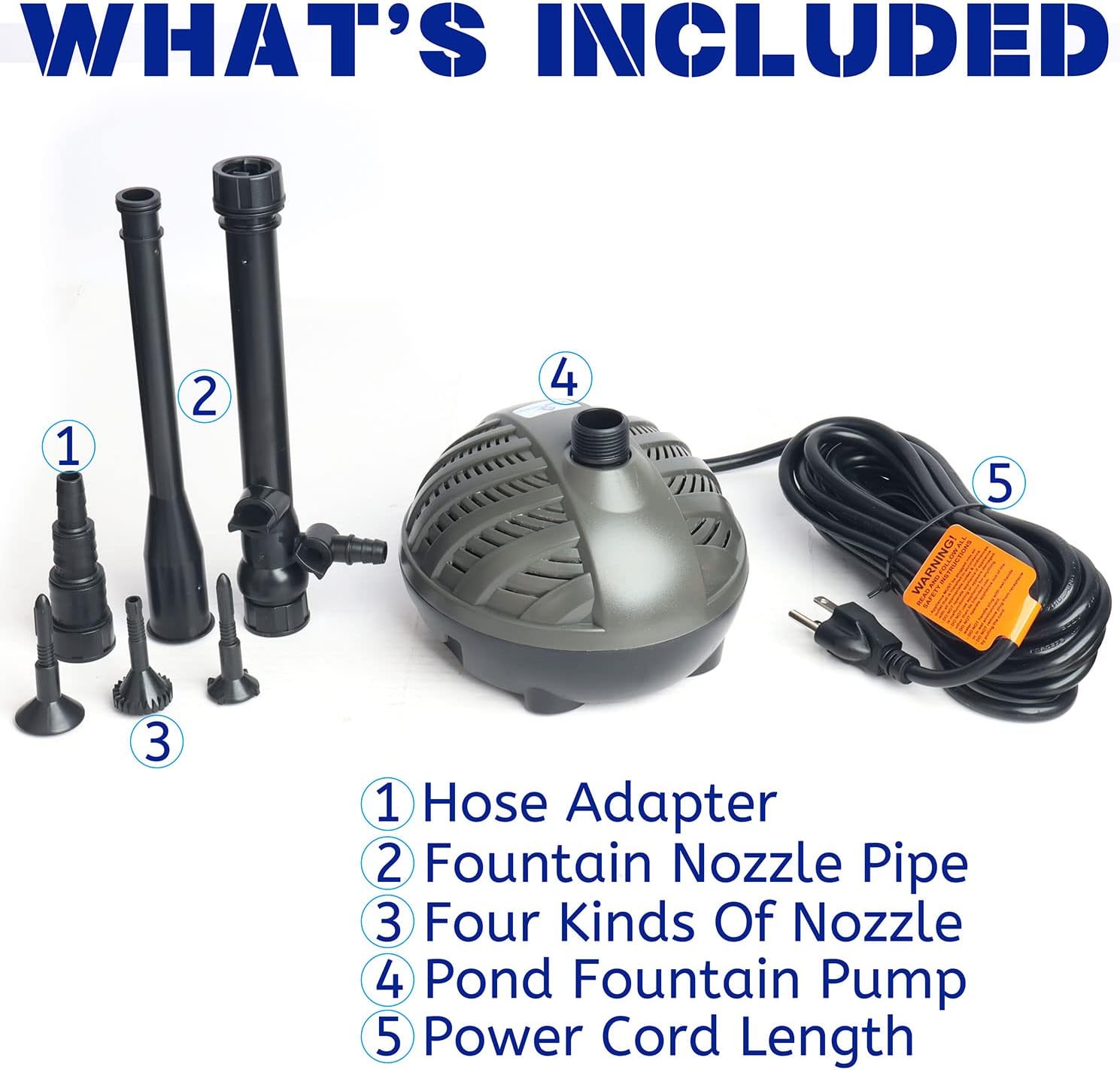WaterRebirth HSP1000N Turtle Shell Submersible Pump with Fountain Jets - for Turtle Tanks, Ponds, Aquariums - 264GPH High Flow