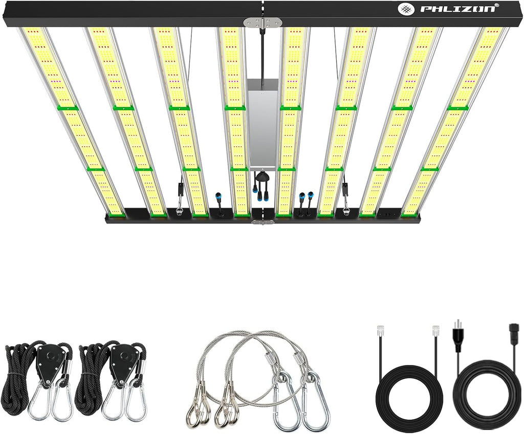 Phlizon FD9600 1000W Plant Led Grow Light for 4x4 5x5 6x6 7x7ft Indoor Commercial Plants Daisy Chain Dimmable Grow Light Brand Driver Foldable Full Spectrum UV IR Growing Lamps (FD9600)