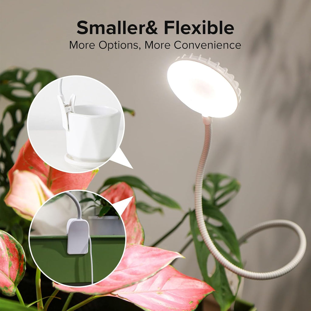 Plant Grow Lights, Full Spectrum Clip Plant Growing Lamp, 4000K LED Grow Light Indoor, 4 Dimmable Levels Adjustable Pot Grow Lamp, Auto On/Off Timing 4/8/12H, White 2 Pack Succulents