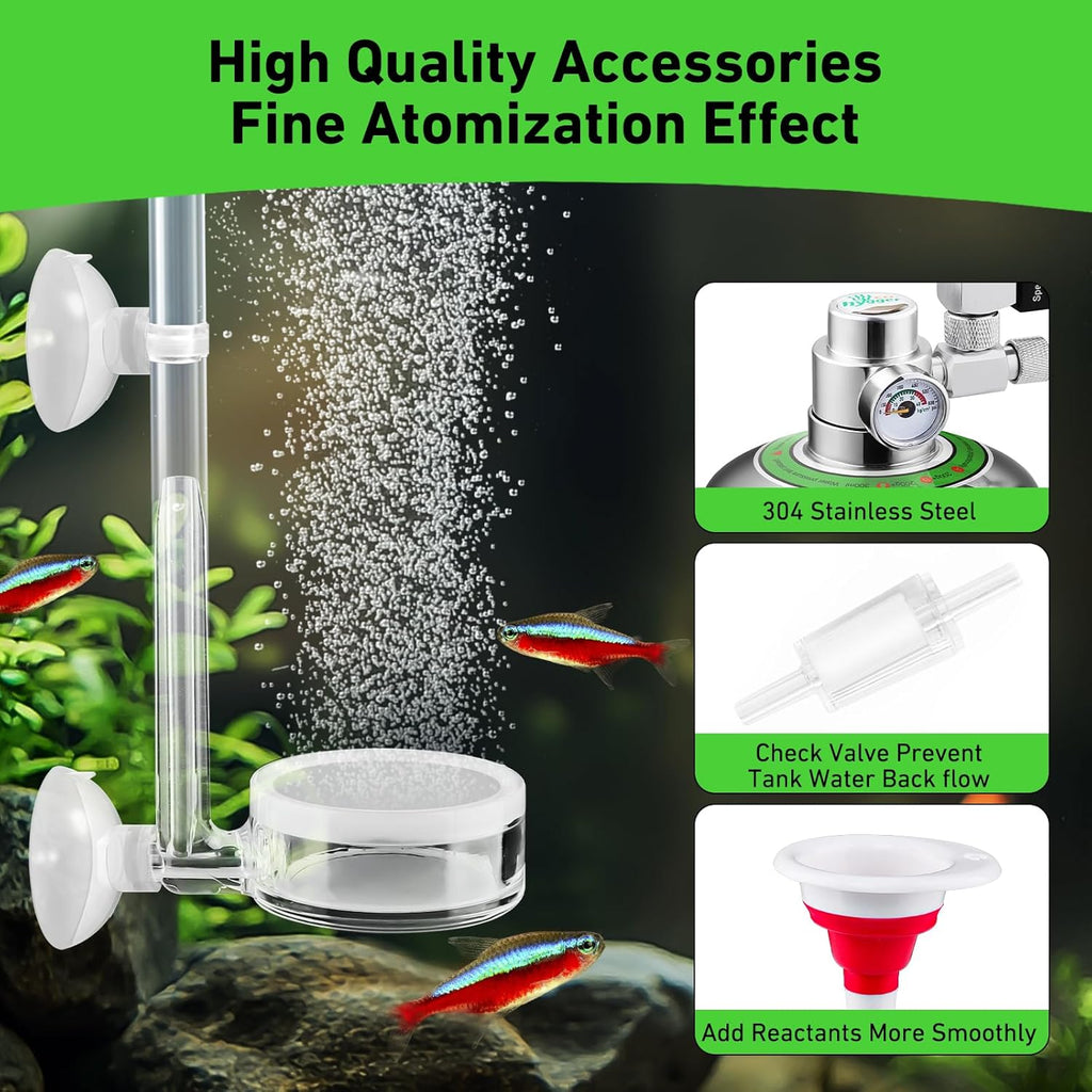 2L Aquarium CO2 Generator System, CO2 System Kit with Regulator and Needle Valve for Aquarium Plants Tanks