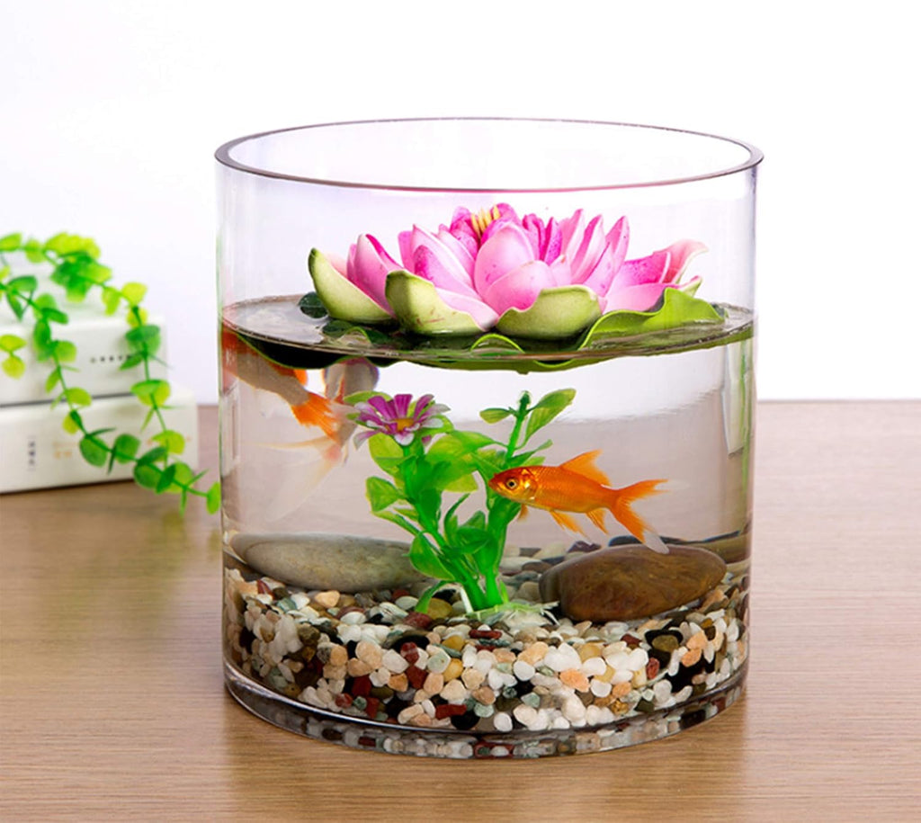 WGV Cylinder Vase, Width 10", Height 8", Clear Wide Large Diameter Flower Glassware, Floral Container, Planter Terrarium for Wedding Party Event, Home Accent Decor, 1 Piece