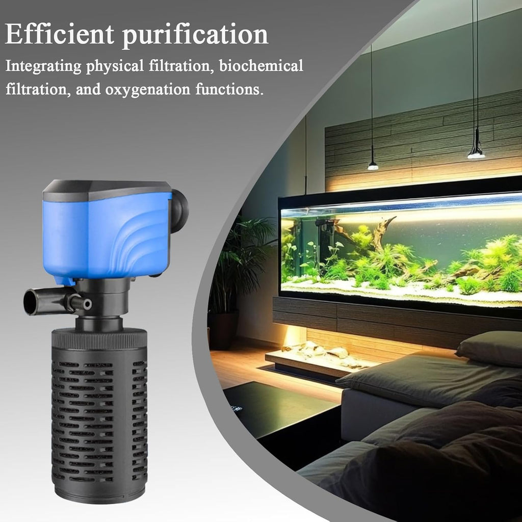 Oxygenation Pond Pump - Water Filter Pump, Internal Aquarium Filtration, Quiet Cleaning Machine, Efficient Powerful Design | Fish Tank Accessory for Living Room Workplace Bedroom Home Aquarium
