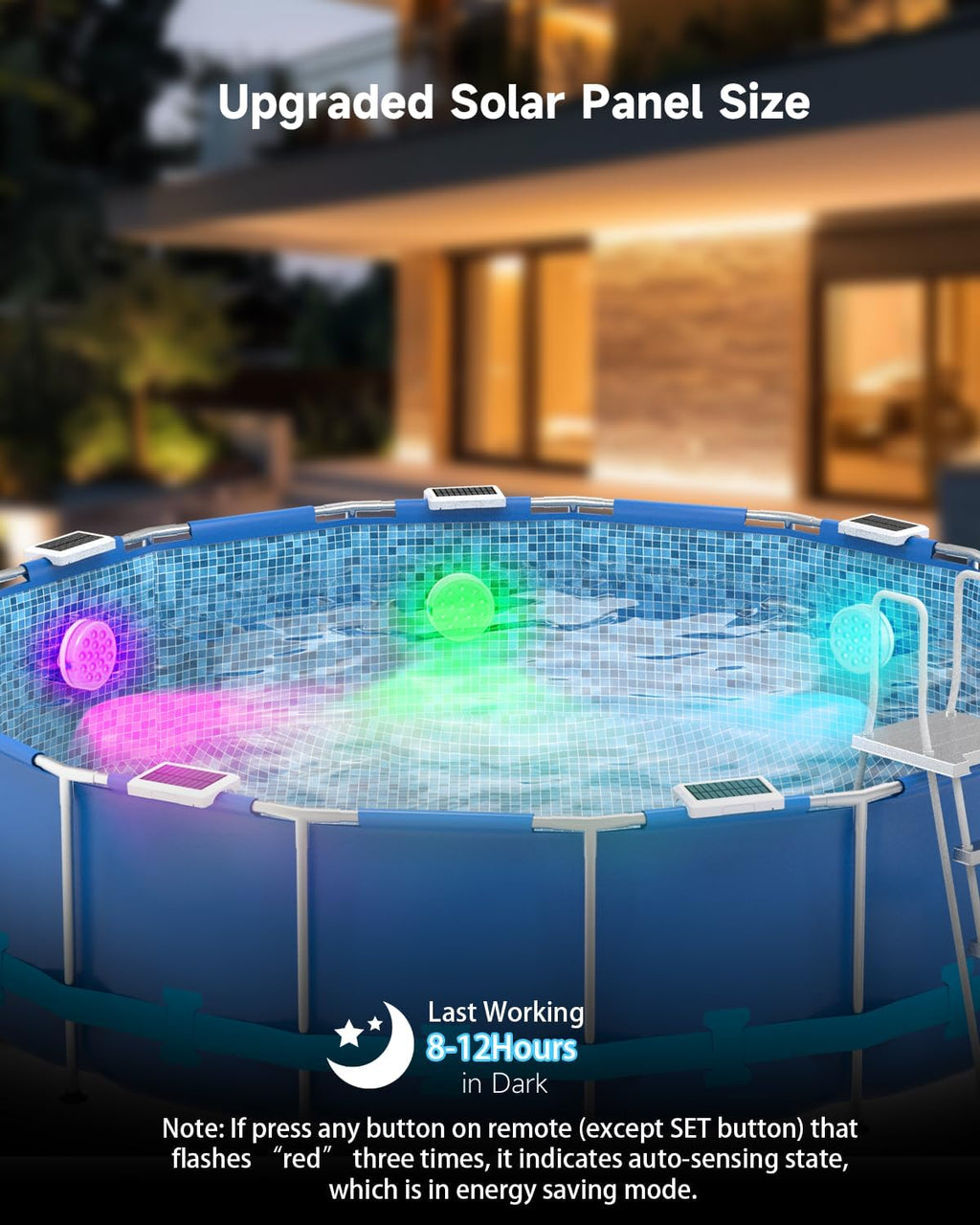Solar Pool Lights, Rechargeable Submersible LED Lights with Remote, IP68 Waterproof Built-in Magnet Solar Underwater Light for Above Ground/Inground Pools, Pond Decoration(2 Pack)