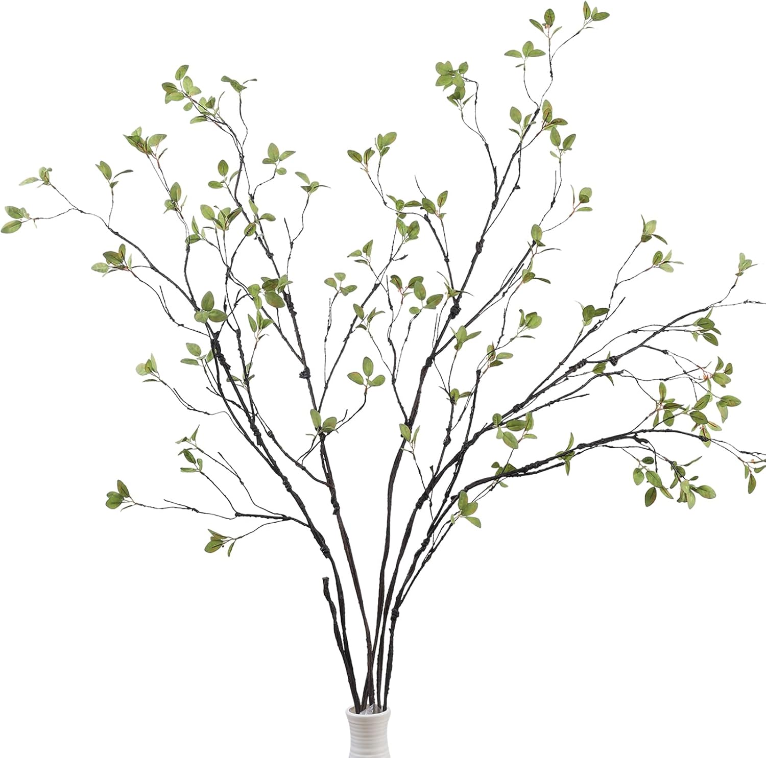 DuHouse 34" 5Pcs Artificial Ficus Branches Fake Greenery Stems Faux Eucalyptus Stems for Home Office Table Centerpieces Garden Vase Filler Decoration(Green)
