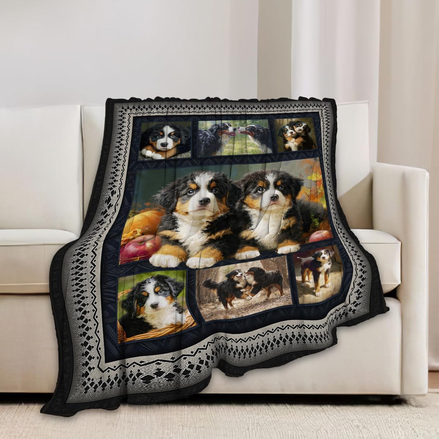 Bernese Mountain Dog Blanket Cute Dogs Animal Throw Blankets Gifts for Girls Boys Kids Dog Lover Soft Cozy Fleece Plush for Couch Sofa Bed 80"x60"