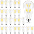 Edison Bulbs Dimmable, E26 LED Bulb 60 watt Equivalent, Cool White 4000K, ST58 Vintage Light Bulbs, 90+ CRI, 6W 600LM, E26 Medium Base, Clear Glass, 24 Pack