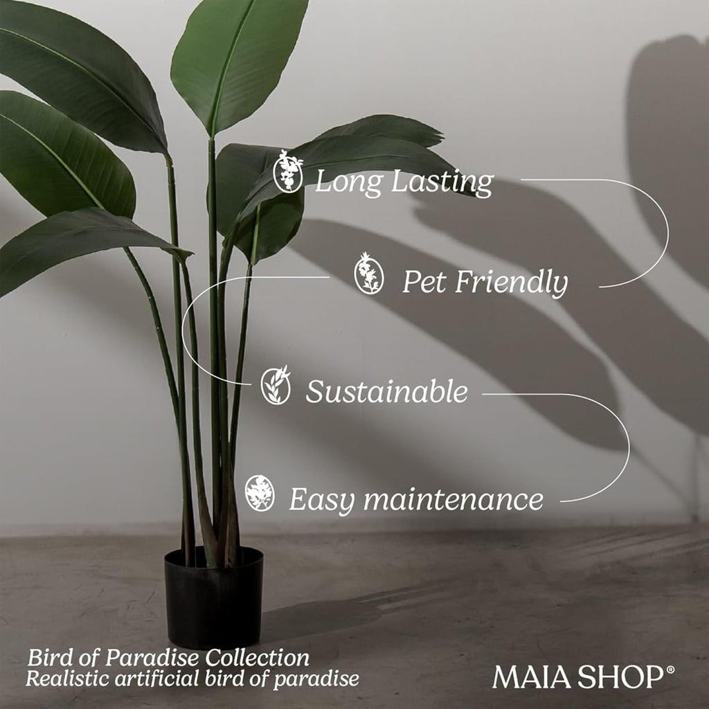 Maia Shop 6ft Artificial Bird of Paradise Plant for House, Apartment or Office – Realistic Fake Indoor Plants for Living Room, Kitchen, Bedroom, Entryway or Patio – Faux Greenery for Home Décor