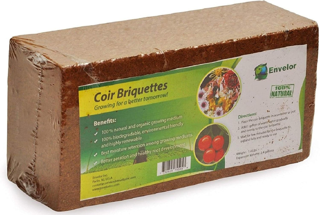 Coco Coir for Plants 6-Pack – 2.4 Gallons Compressed Coconut Coir Bricks, 1.5 lb. Bulk, Low EC, pH Balanced, Natural Coco Peat for Indoor & Outdoor Gardening, Potting Soil, Indoor Plant Soil