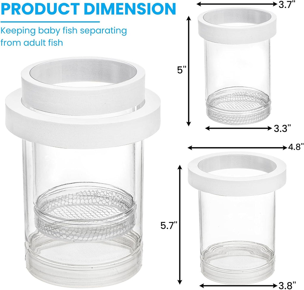 2 Pieces Breeder Box for Fish Tank, Floating Plastic Aquarium Isolation Box, Mesh Fish Nursery Separator Tank Hatchery Incubator for Shrimp, Betta, Clownfish, Guppy, Large 2-Piece Set