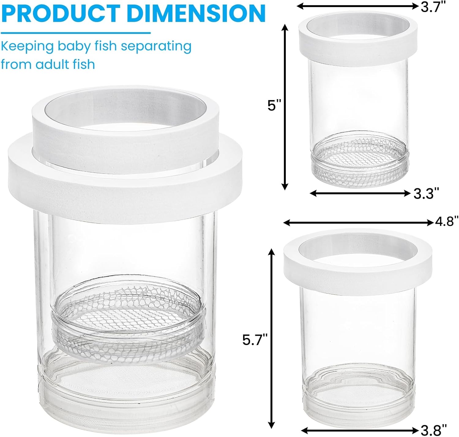 2 Pieces Breeder Box for Fish Tank, Floating Plastic Aquarium Isolation Box, Mesh Fish Nursery Separator Tank Hatchery Incubator for Shrimp, Betta, Clownfish, Guppy, Large 2-Piece Set