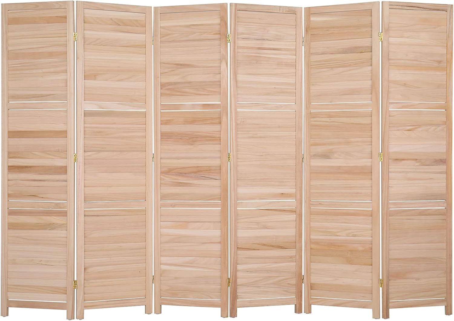 Bonnlo Wood Room Divider Privacy Screen, 5.9 Ft Tall Folding Partition Wall Divider, Indoor Freestanding Hinged Space Separator (Natural, 6 Panel)