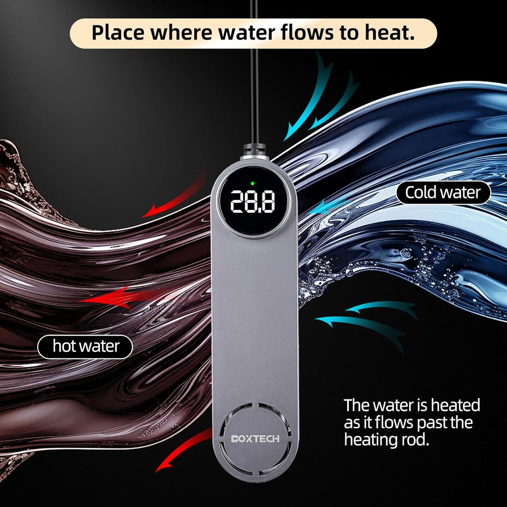UPETTOOLS Submersible Aquarium Heater with External Control - Ceramic-Metal Fish Tank Heater with Digital Thermostat for 5-25Gallon Small Tanks, Overheat Protection