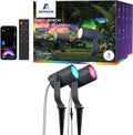 APPECK Smart Outdoor Spot Light 600lm, RGBCW+IC Color Changing Landscape Lights 2 Pack, IP65 Waterproof Low Voltage Landscape Lighting, App/Voice Control for Garden Pathway Yard Christmas Decor