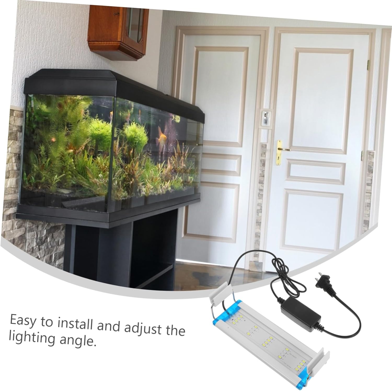 GANAZONO High Transparency LED Aquarium Light Blue White Fish Tank Lamp with Adjustable Bracket US Plug Energy-Saving and Freshwater Lighting for Aquatic Plants and Fish