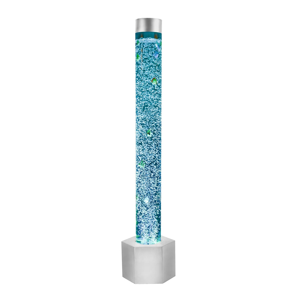 Special Supplies Aquarium Sensory Fish Bubble Light Tube with 16 LED Color Changing Nightlight Effect, Remote Control-Includes 12 Fish, Floor Standing Lamp for Kids and Adults (5 ft) (Hexagon)