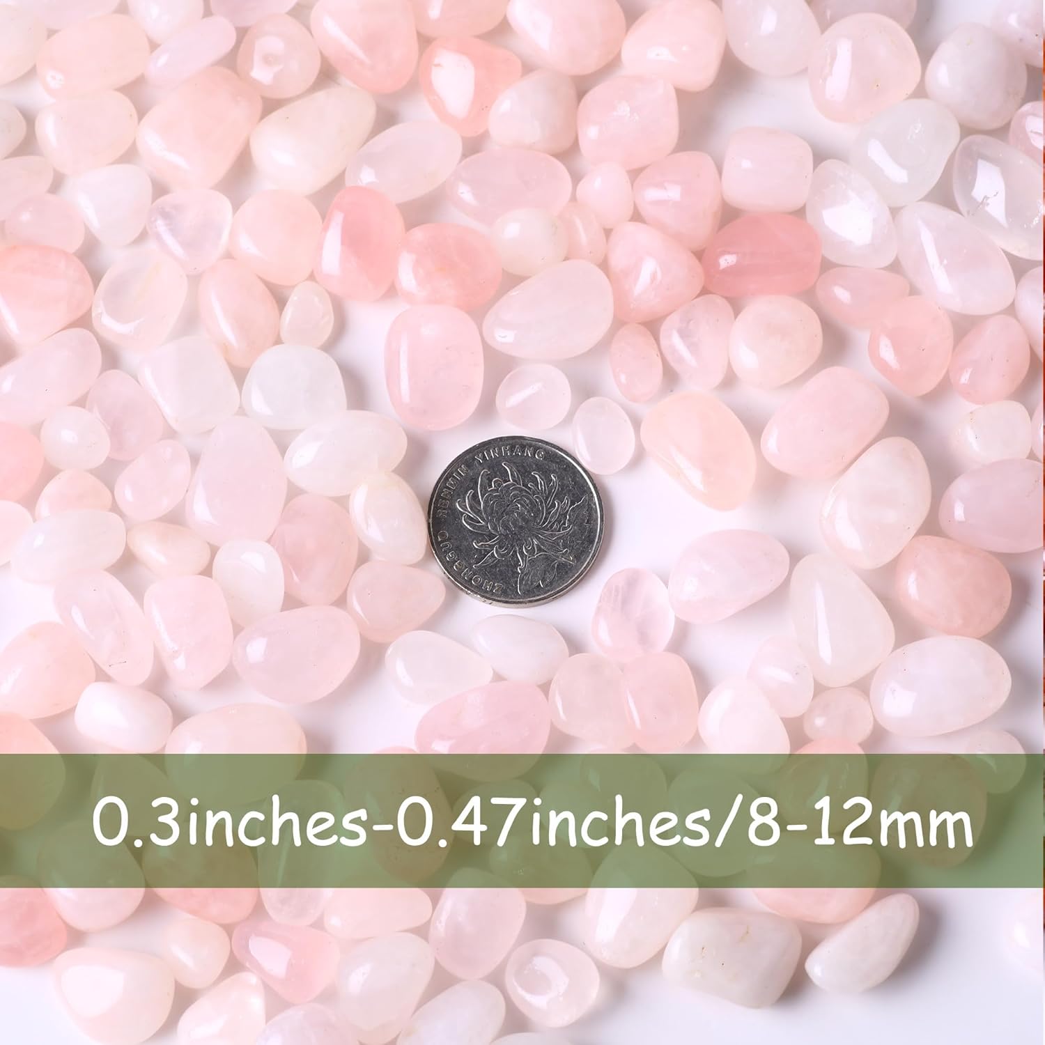 Polished Rose Quartz Crystals 0.62lb Natural Gemstones Crystal Bulk Tumbled Polished Stones Irregular Rocks Chakra Colorful Crystal Vase Filler Decoration Energy Reiki Beginner Gifts
