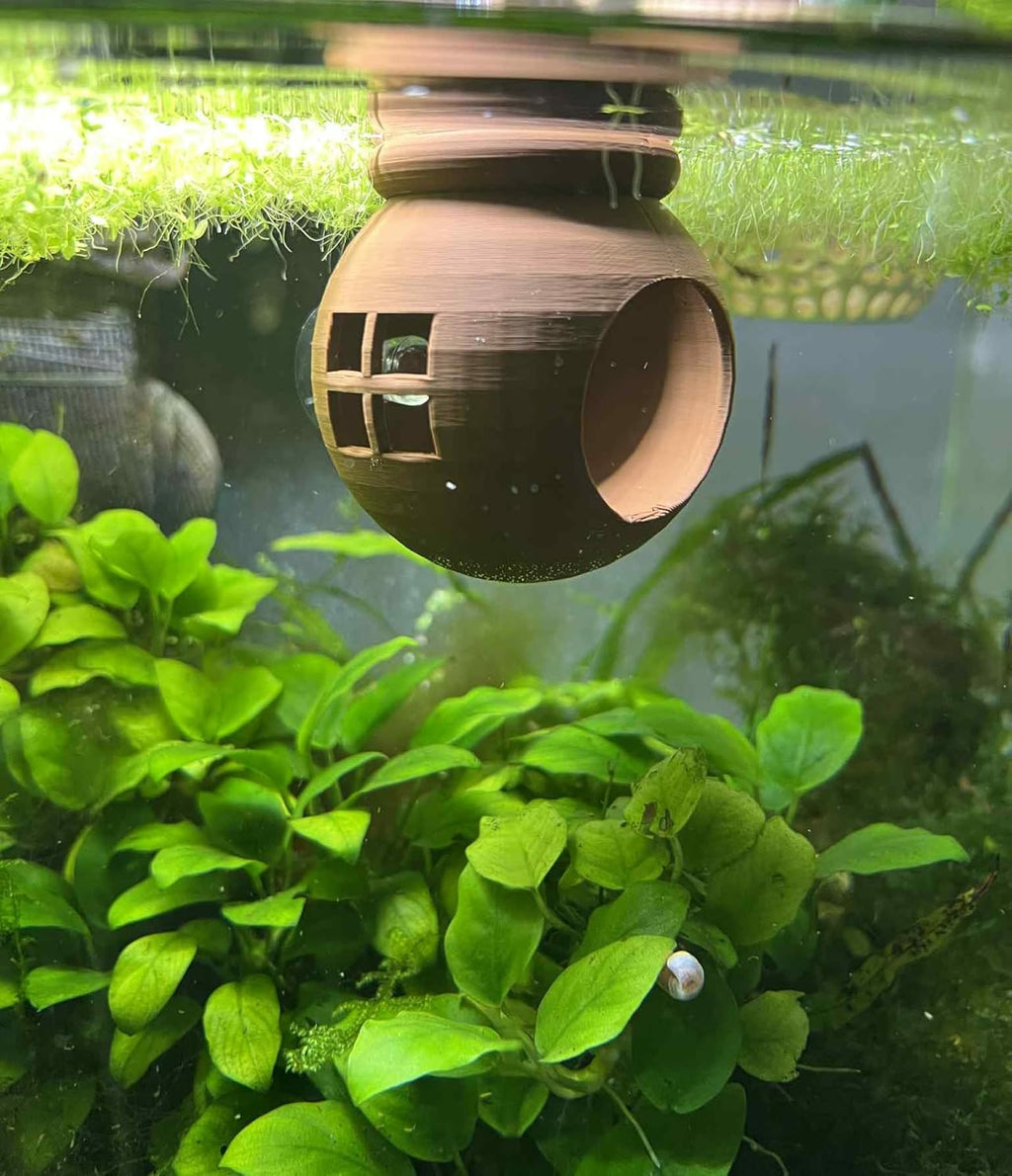 Floating Cozy Betta House, Natural Floating Betta Hide Out, Aquarium Hammock, Relaxing & Stress Relief, Suction Cup Included, 2.9" W x 2.6" H