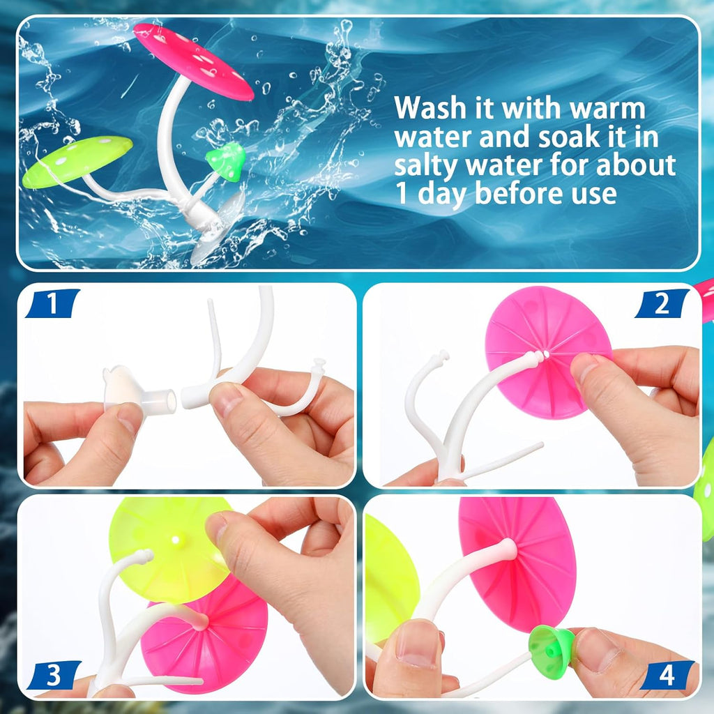 Boao 4 Pieces Betta Fish Tank Accessories Betta Leaf Hammock Pad Simulating The Natural Habitat for Tank Aquarium Spawning Grounds Breeding Resting Bed(Mushroom)