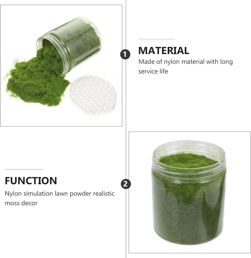 Nylon Simulated Moss, 650ml Artificial Grass Powder Flocking Powder, Fake Green Moss for Mini Indoor Flowers and Plant Pots, Fake Static Grass for DIY Mini Fairy Garden Decoration