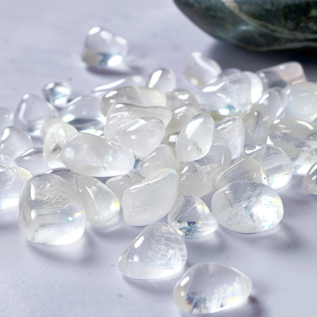 Polished Clear Quartz Crystal Chips Set, 128 Pcs 0.4" inches - Handpicked Tumbled Stones and Crystals Bulk for Healing, Reiki, Meditation, Witchcraft and Home Decor