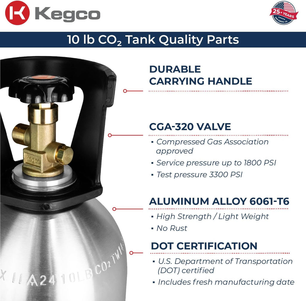 Kegco 10 lb. Aluminum Tank Co2 Cylinder