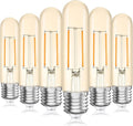 Tubular LED Edison Bulb 2200K Amber Warm Dimmable, 2W, 25 watt Equivalent, E26 LED Light Bulbs, T10 Edison Bulbs for Chandeliers, Ceiling Fan, 90+CRI 250LM, 6 Pack