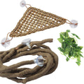 PINVNBY Bearded Dragon Hammock, Bearded Dragon Tank Accessories, Jungle Climber Vines Flexible Reptile Terrarium Leaves with Suction Cups Habitat Decor for Chameleon, Lizards, Gecko, Snakes（3 PCS）