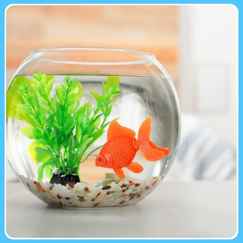 Chunyin Fish Tank Decorations, Artificial Aquatic Plants and Artificial Fishes Floating Decorations for Small Aquarium, Plastic Fake Fish, Jellyfish,Goldfish(50 Pcs)