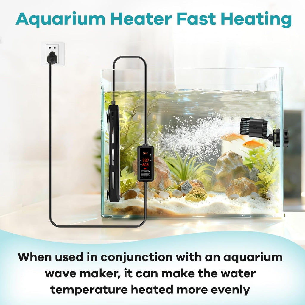 hygger Aquarium Heater, 300W/500W/800W/1000W Submersible Fish Tank Heater with Temperature Controller, Over-Temperature Off-Water Protection Alarm for Saltwater Freshwater (500W, 65-130 Gallon)