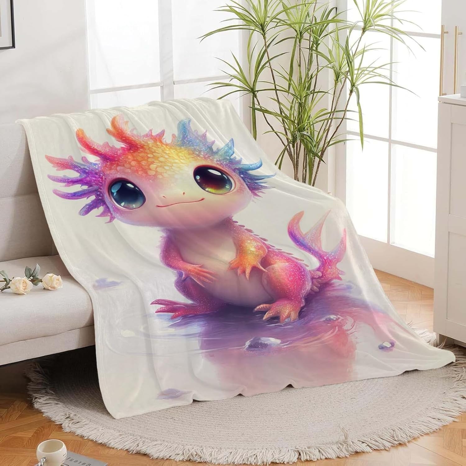 Axolotl Throw Blanket Axolotl Stuff Gifts for Kids Girls Boys Adults Women Man Soft Cozy Warm Plush Fluffy Fuzzy Fleece Blanket Decor 40''X50''