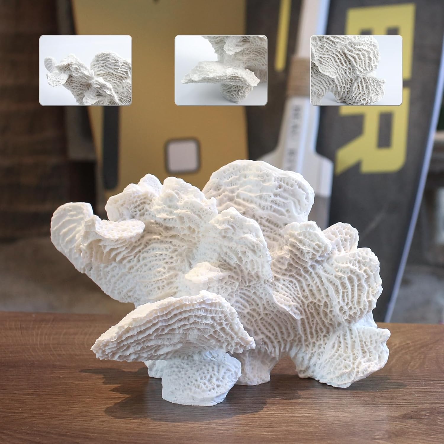 Artificial Sea Coral Statue, Coral Sculpture Home Decor Resin Nautical Decor, Coastal Decorations for Home Beach Themed Decor for Party Wedding Room Kitchen Table Shelf (White)