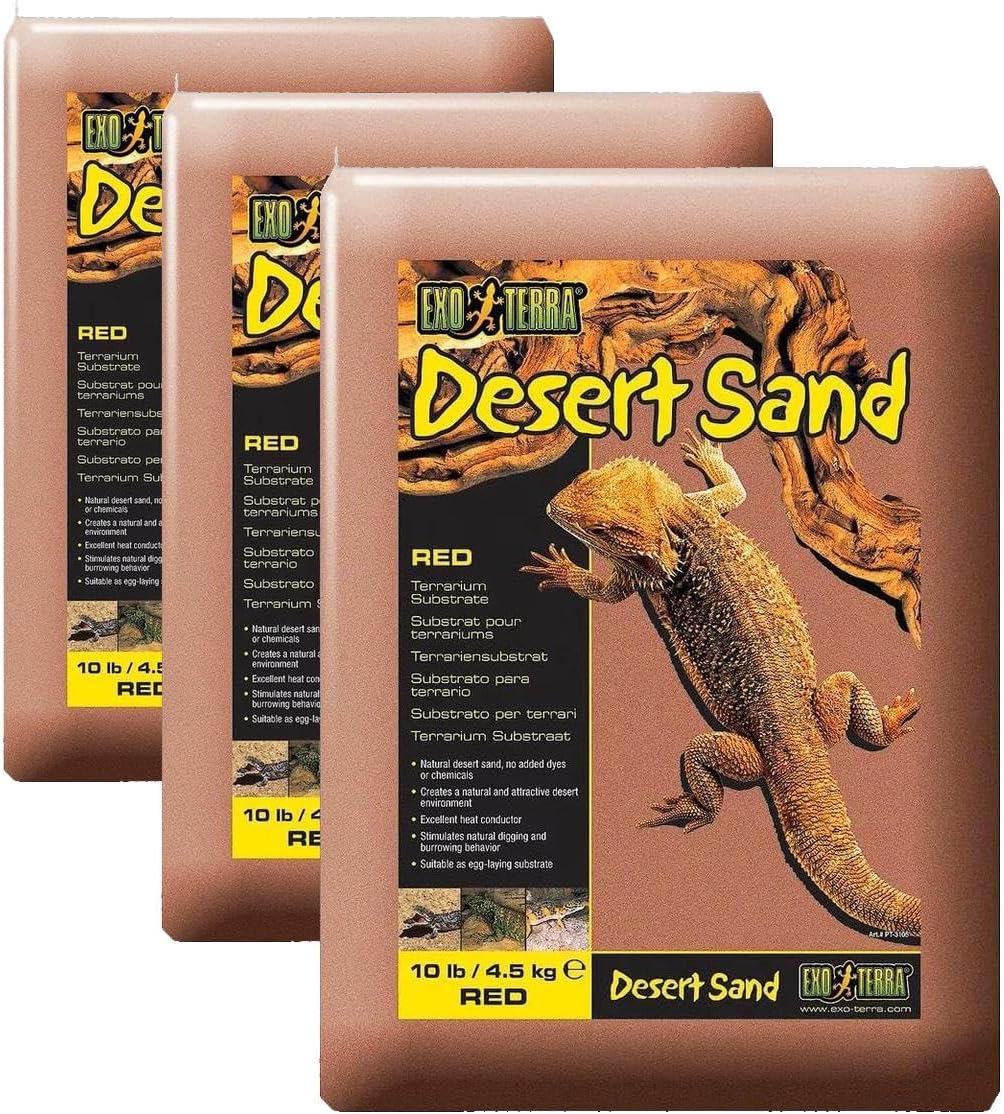 Exo Terra Desert Sand, 10-Pound, Red for All Breed Sizes (Pack of 3)