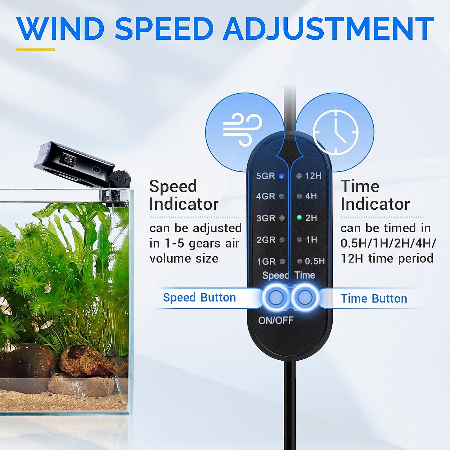 hygger Aquarium Chillers Fan, Quiet Fish Tank Cooling Fan Equipment with Adjustable Timer Speed Controller, Suitable for Freshwater Saltwater Tanks(1-Fan Head)