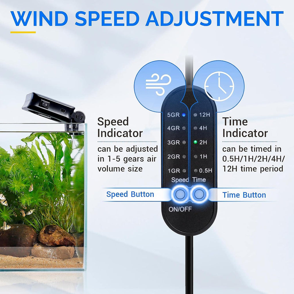 hygger Aquarium Chillers Fan, Quiet Fish Tank Cooling Fan Equipment with Adjustable Speed Controller, Suitable for Freshwater Saltwater Tanks(3-Fan Head)