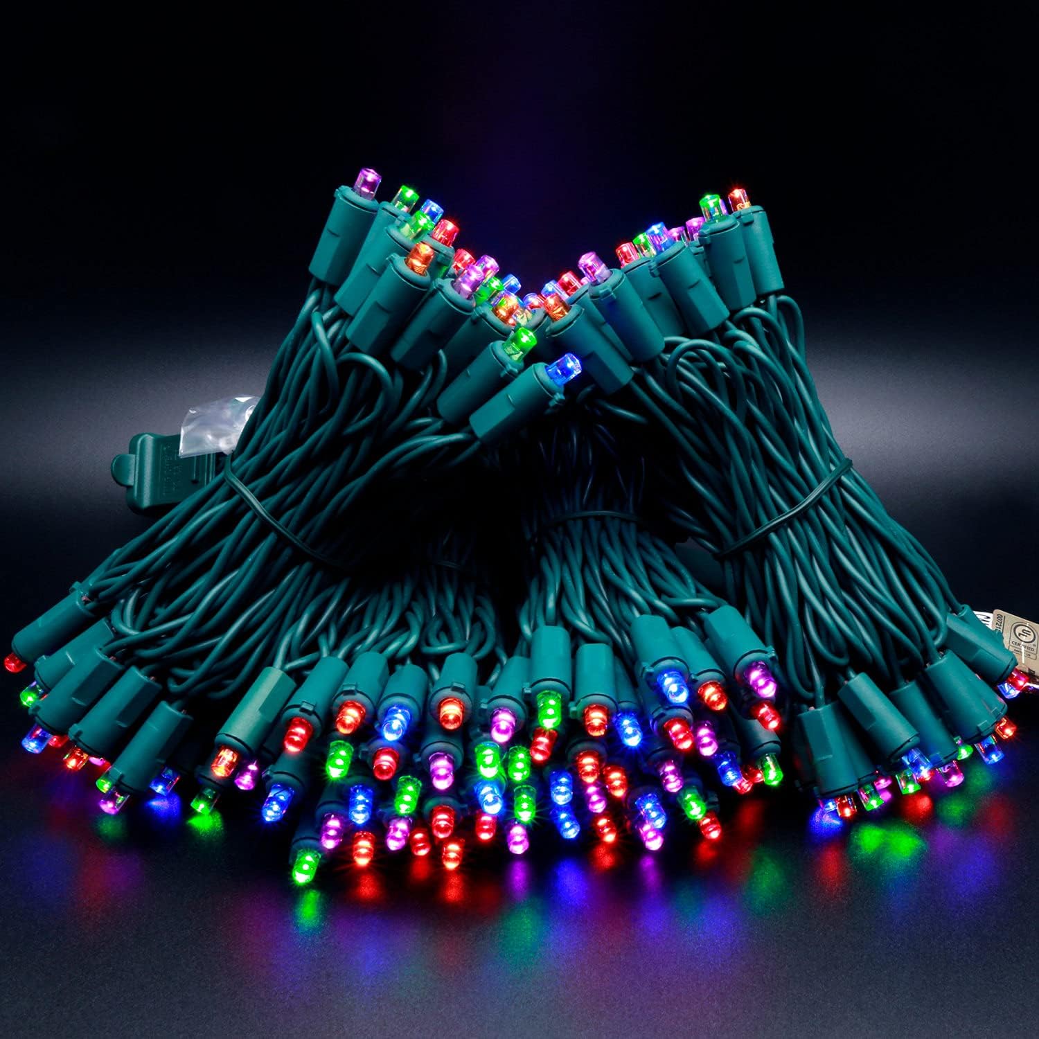 YULETIME 200 Multicolor Wide Angle LED Christmas Lights, 66 Feet Green Wire UL Certified 5mm Holiday String Light Set (Multicolor)