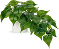 Hollyone Artificial Plants Potted Fake Plants in White Ceramic Pot Faux Pothos Haning Plants Indoor for Home Living Room Shelf Office Aesthetic Decor